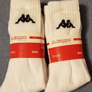 Kappa White Socks 2pk/6 pairs 39/42 NWT